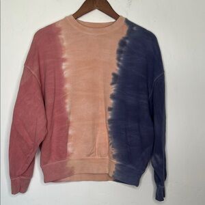Spiritual Gangster Pink Blue Tie-Dye Cotton Sweater Size Small Yoga